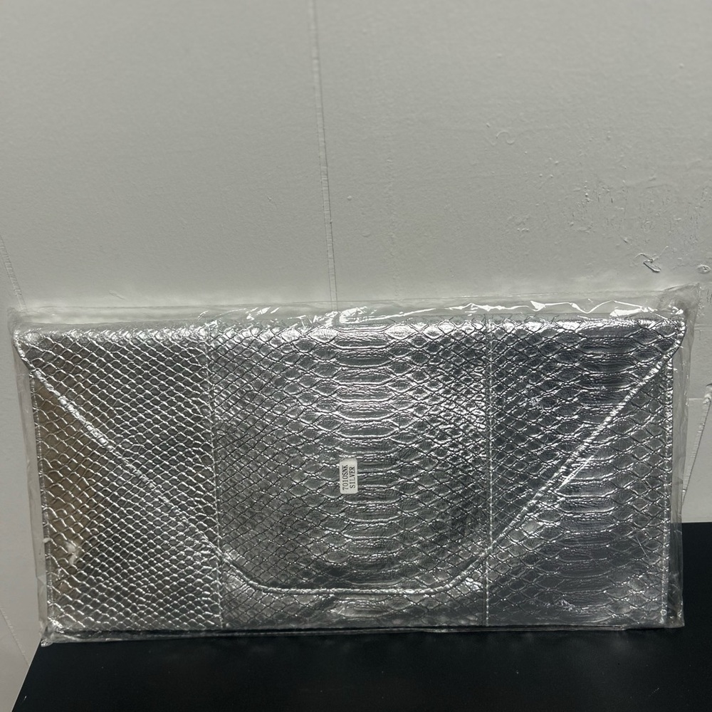 Silver Snakeskin Clutch